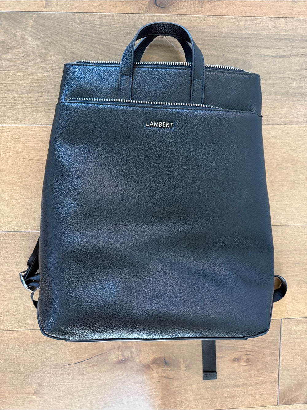 Lambert Black Vegan Leather Women's Backpack Tote